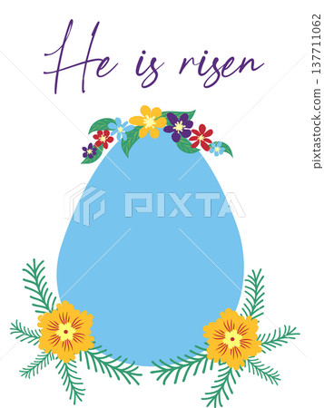 An Easter egg with a floral design and the inscription Christ is Risen. Creative card. An Easter egg with a floral design and the inscription Christ is Risen. Creative card. 137711062