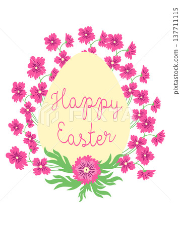 An Easter egg with a floral design and the words Happy Easter. Creative card. An Easter egg with a floral design and the words Happy Easter. Creative card. 137711115