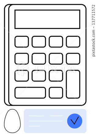 Finance, accounting, calculation, verification, digital tools, certification. ion of a calculator alongside a document with a checkmark. Finance and accounting precision concept Finance, accounting, calculation, verification, digital tools, certification. ion of a calculator alongside a document with a checkmark. Finance and accounting precision concept 137711572