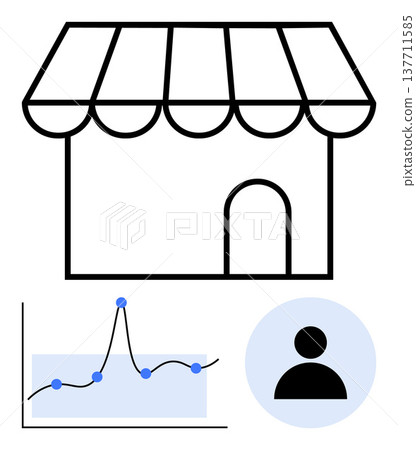 E-commerce, data analysis, customer engagement, small business planning, entrepreneurship, user behavior. A storefront, graph and user icon. E-commerce and data analysis E-commerce, data analysis, customer engagement, small business planning, entrepreneurship, user behavior. A storefront, graph and user icon. E-commerce and data analysis 137711585