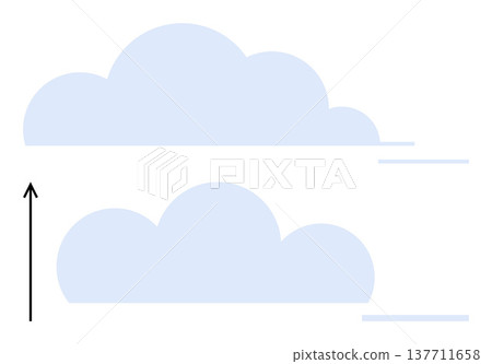 Weather patterns, climate study, atmospheric science, air flow, meteorological education, environmental change. Two cloud layers with a vertical arrow showing rising motion. Weather patterns Weather patterns, climate study, atmospheric science, air flow, meteorological education, environmental change. Two cloud layers with a vertical arrow showing rising motion. Weather patterns 137711658