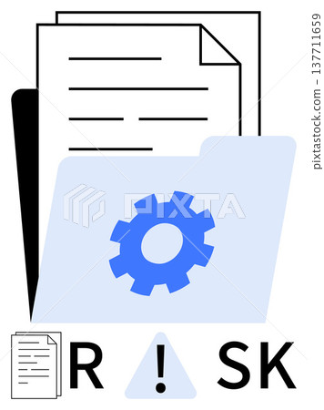 Business planning, risk analysis, problem-solving, compliance, operational management, and data security. Folder with a gear icon and documents. Risk analysis and business planning concept Business planning, risk analysis, problem-solving, compliance, operational management, and data security. Folder with a gear icon and documents. Risk analysis and business planning concept 137711659