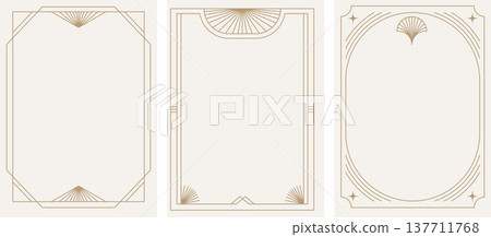 Vintage Art Deco luxury background collection with gold frame. Elegant retro line art templates with Vintage Art Deco luxury background collection with gold frame. Elegant retro line art templates with 137711768
