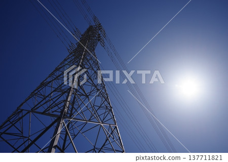 The sun and power transmission towers (Yokkaichi City, Mie Prefecture) The sun and power transmission towers (Yokkaichi City, Mie Prefecture) 137711821