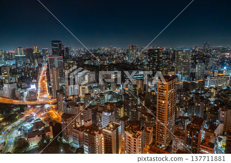 從東京鐵塔俯瞰城市天際線 137711881