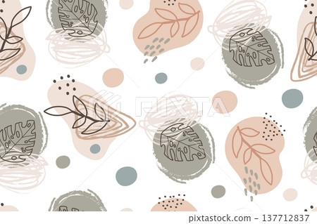 Seamless pattern of abstract creative leaves and spots vector background Seamless pattern of abstract creative leaves and spots vector background 137712837