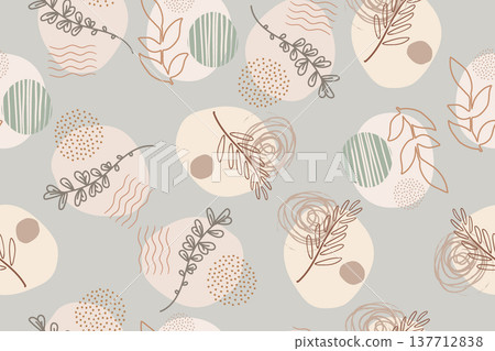 Seamless pattern of abstract creative leaves and spots vector Seamless pattern of abstract creative leaves and spots vector 137712838