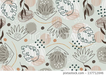 Seamless pattern abstract creative leaves and elements vector background Seamless pattern abstract creative leaves and elements vector background 137712846