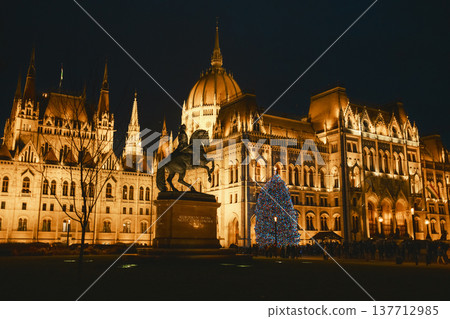 Budapest Parliament Glowing At Night 137712985