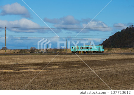 越海北部線穿過春意盎然的鄉村景色。 137713612