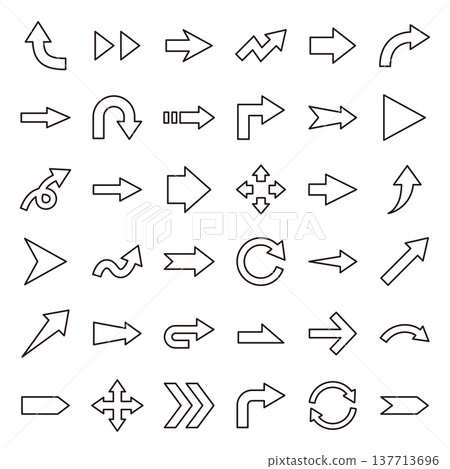 Arrows vector illustration set. Icons, simple, line art Arrows vector illustration set. Icons, simple, line art 137713696