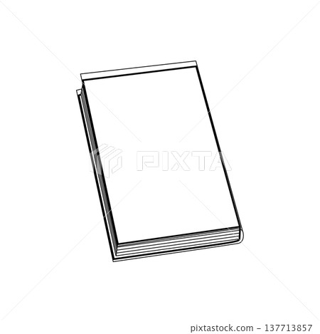 Line drawing of a book with a transparent book cover 137713857