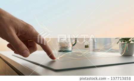 指尖輕觸，一道光線，即可操控智慧家庭：未來生活方式的願景（AI生成影像） 137713858