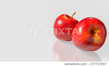 Fresh Red Apples Pair Isolated On Clean Background 3d render. Fresh Red Apples Pair Isolated On Clean Background 3d render. 137713937
