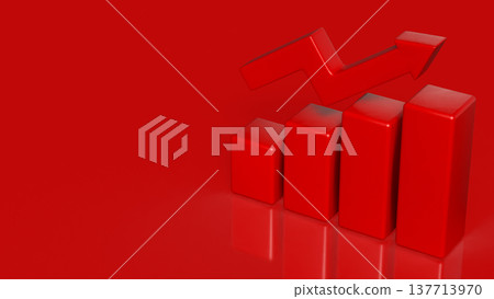 Red Financial Growth Chart With Upward Arrow Business Success Concept 3d render. 137713970