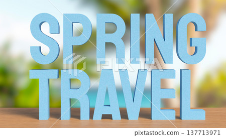 Spring Travel Concept With Tropical Vacation Background 3d render. 137713971