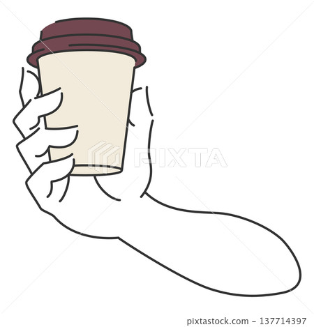 5 Hands holding a takeaway coffee cup 5 Hands holding a takeaway coffee cup 137714397