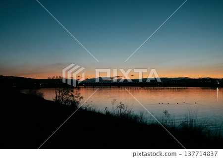 on the riverbed in the morning on the riverbed in the morning 137714837
