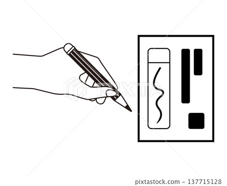 Illustration of filling out a ballot paper; election icon Illustration of filling out a ballot paper; election icon 137715128