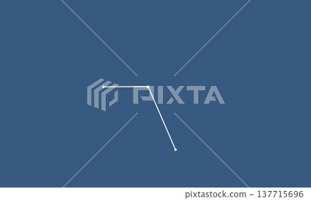 An illustration of the constellation lines of Sextans (in white) against a navy blue background. 137715696