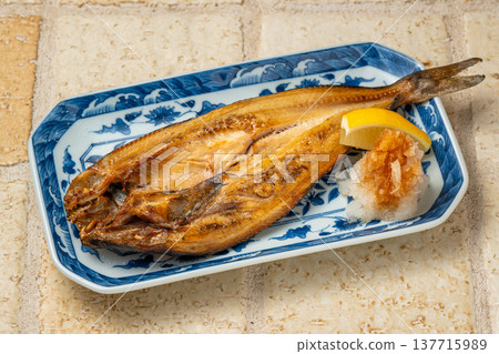 Grilled Atka Mackerel with Salt: A classic Japanese grilled fish dish, grilled to perfection for a fragrant finish. Grilled Atka Mackerel with Salt: A classic Japanese grilled fish dish, grilled to perfection for a fragrant finish. 137715989