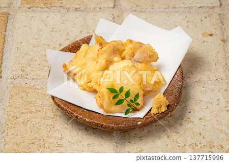 Toriten: A specialty of Oita Prefecture, a crispy fried chicken dish. Toriten: A specialty of Oita Prefecture, a crispy fried chicken dish. 137715996