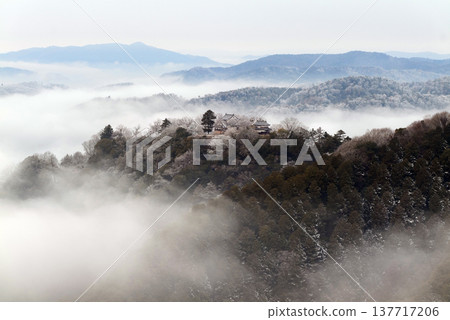 Winter sea of clouds and Bitchu Matsuyama Castle (castle in the sky) 25407 137717206