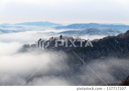 Winter sea of clouds and Bitchu Matsuyama Castle (castle in the sky) 25412 137717207