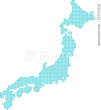 Map of the Japanese archipelago divided into prefectures / dotted map of Japan Map of the Japanese archipelago divided into prefectures / dotted map of Japan 137717241
