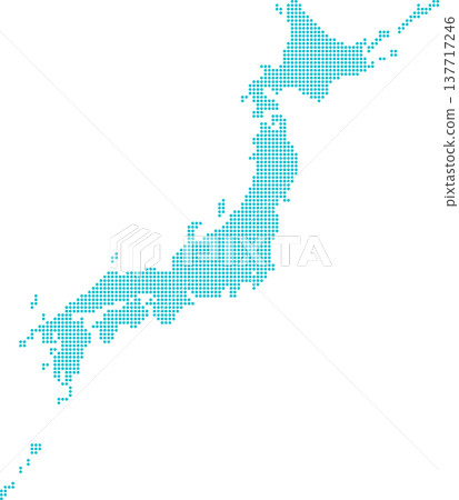 日本簡圖,以點狀圖表示日本列島,並劃分為各都道府縣。 日本簡圖,以點狀圖表示日本列島,並劃分為各都道府縣。 137717246