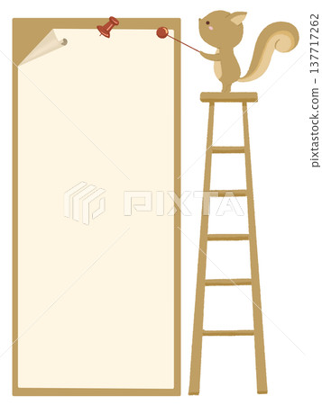 An illustration of a squirrel standing on a stepladder and pointing at a bulletin board. An illustration of a squirrel standing on a stepladder and pointing at a bulletin board. 137717262
