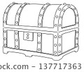 A simple illustration of a treasure chest (line drawing) 137717363