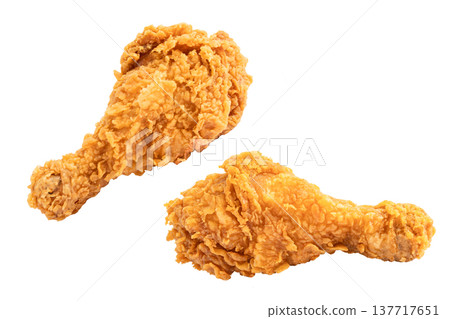 Fried chicken fast food isolated on white background. 137717651