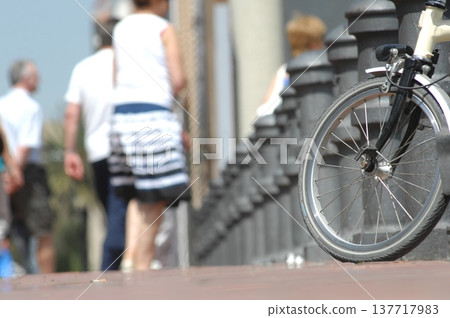 Parking The Bicycle On Fence Parking The Bicycle On Fence 137717983