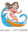 surfer girl beach summer doodle marker style 137718206