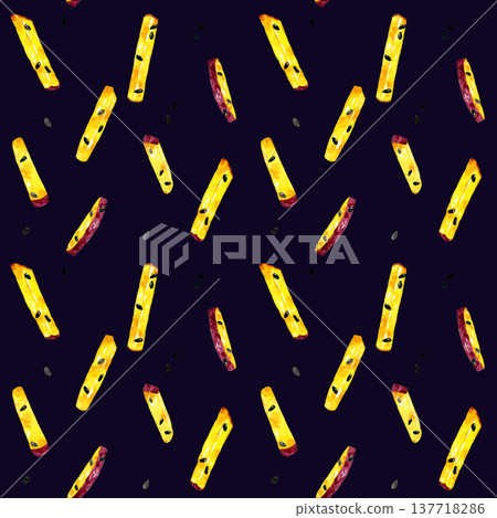 Seamless pattern of candied sweet potatoes - hand-drawn watercolor illustration background material 137718286