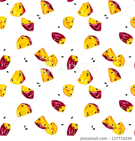 蜜餞地瓜無縫圖案 - 手繪水彩插畫背景素材 蜜餞地瓜無縫圖案 - 手繪水彩插畫背景素材 137718294