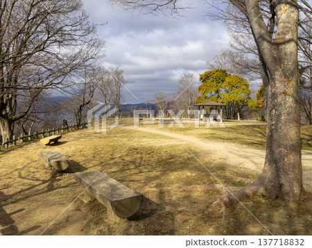 Benches installed at the observation deck of Mt. Satsuki Benches installed at the observation deck of Mt. Satsuki 137718832