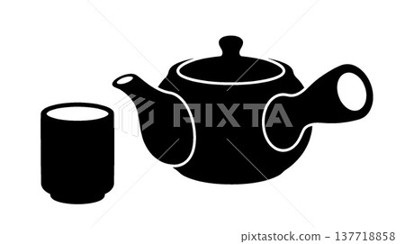 茶壺和茶杯的輪廓 茶壺和茶杯的輪廓 137718858