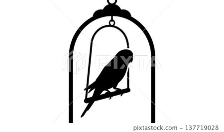 鳥籠中鸚鵡的剪影 137719028