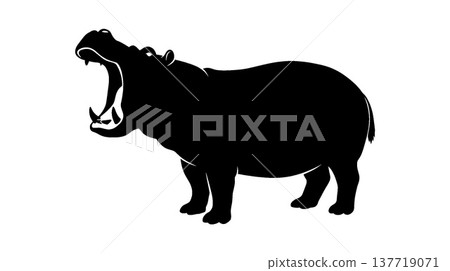 Hippo silhouette_mouth open Hippo silhouette_mouth open 137719071