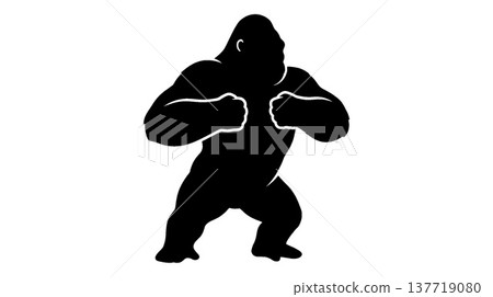 The fierce silhouette of a gorilla 137719080