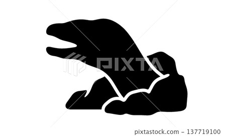 The silhouette of an eel-like creature emerging from the water's surface. The silhouette of an eel-like creature emerging from the water's surface. 137719100