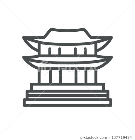 Gyeongbokgung Palace Icon Vector Set. Minimal Linear Symbol of Korean Royal Architecture, Heritage, and Historic Landmark of South Korea. Gyeongbokgung Palace Icon Vector Set. Minimal Linear Symbol of Korean Royal Architecture, Heritage, and Historic Landmark of South Korea. 137719454