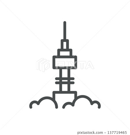 N Seoul Tower Icon, Emblem of Seoul Observation Landmark and Symbol of Korean Cityscape, Simple Thin Linear Outline Vector Sign. N Seoul Tower Icon, Emblem of Seoul Observation Landmark and Symbol of Korean Cityscape, Simple Thin Linear Outline Vector Sign. 137719465