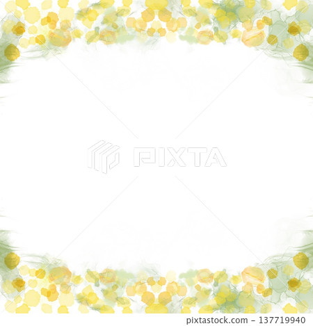 Mimosa watercolor flower frame with spring flower background and top and bottom borders, with copy space. Mimosa watercolor flower frame with spring flower background and top and bottom borders, with copy space. 137719940