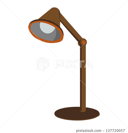 Illustration of a retro wooden table lamp 137720057