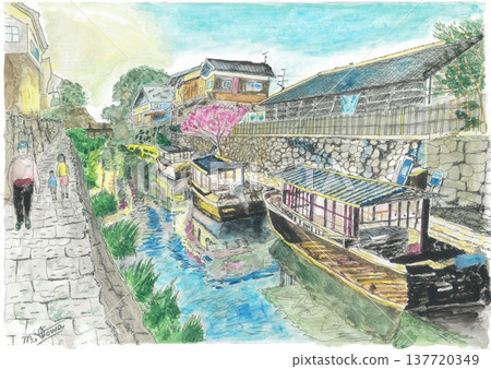Hachimanbori Canal in Omihachiman City, Shiga Prefecture 137720349