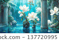 Game background: The hall of the underwater temple where beautiful legendary flowers bloom. 137720995
