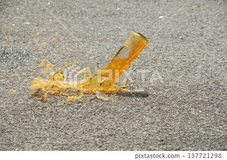Empty Color Glass Bottle on the table 137721298